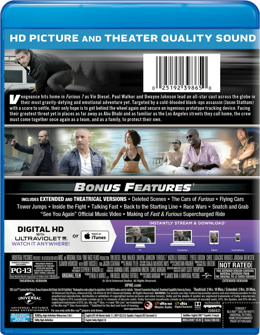 Fast & Furious 7 (Blu-ray Extended Edition) [Blu-ray]