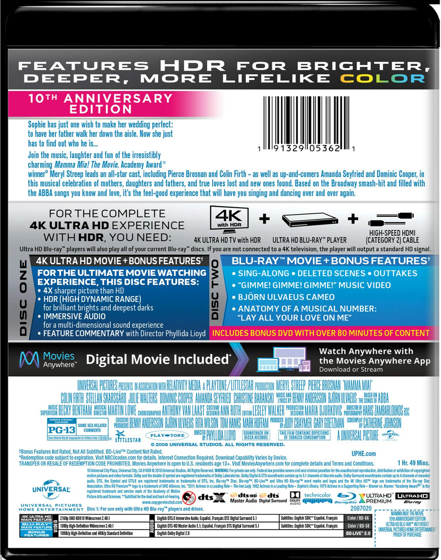 Mamma Mia! (4K Ultra HD (10th Anniversary)) [UHD]