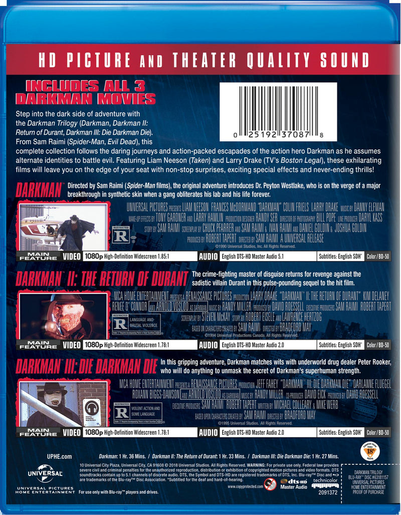 Darkman/Darkman 2/Darkman 3 [Blu-ray]