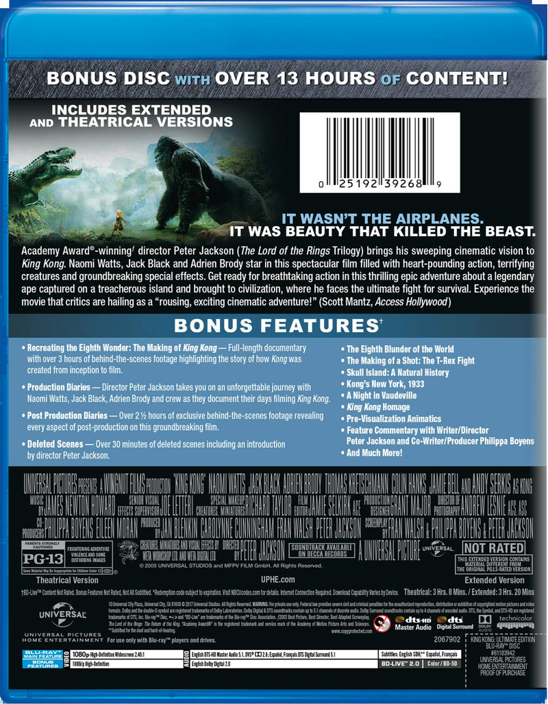 King Kong: Ultimate Edition (Digital) [Blu-ray]