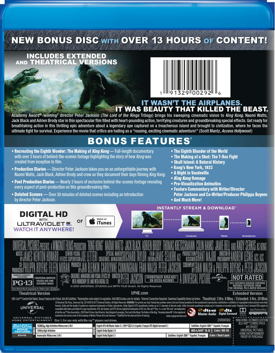 King Kong (Ultimate Edition DVD + Digital) [Blu-ray]