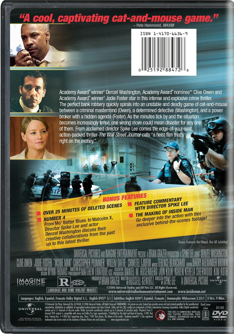 Inside Man (DVD Widescreen) [DVD]