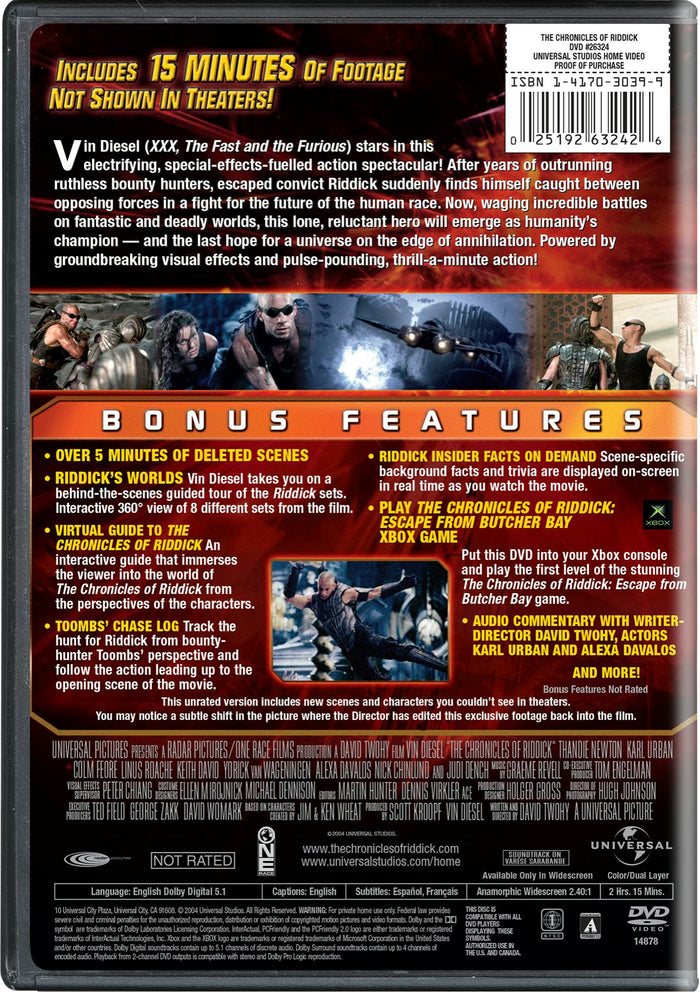 The Chronicles of Riddick (DVD Widescreen Director's Cut) [DVD]