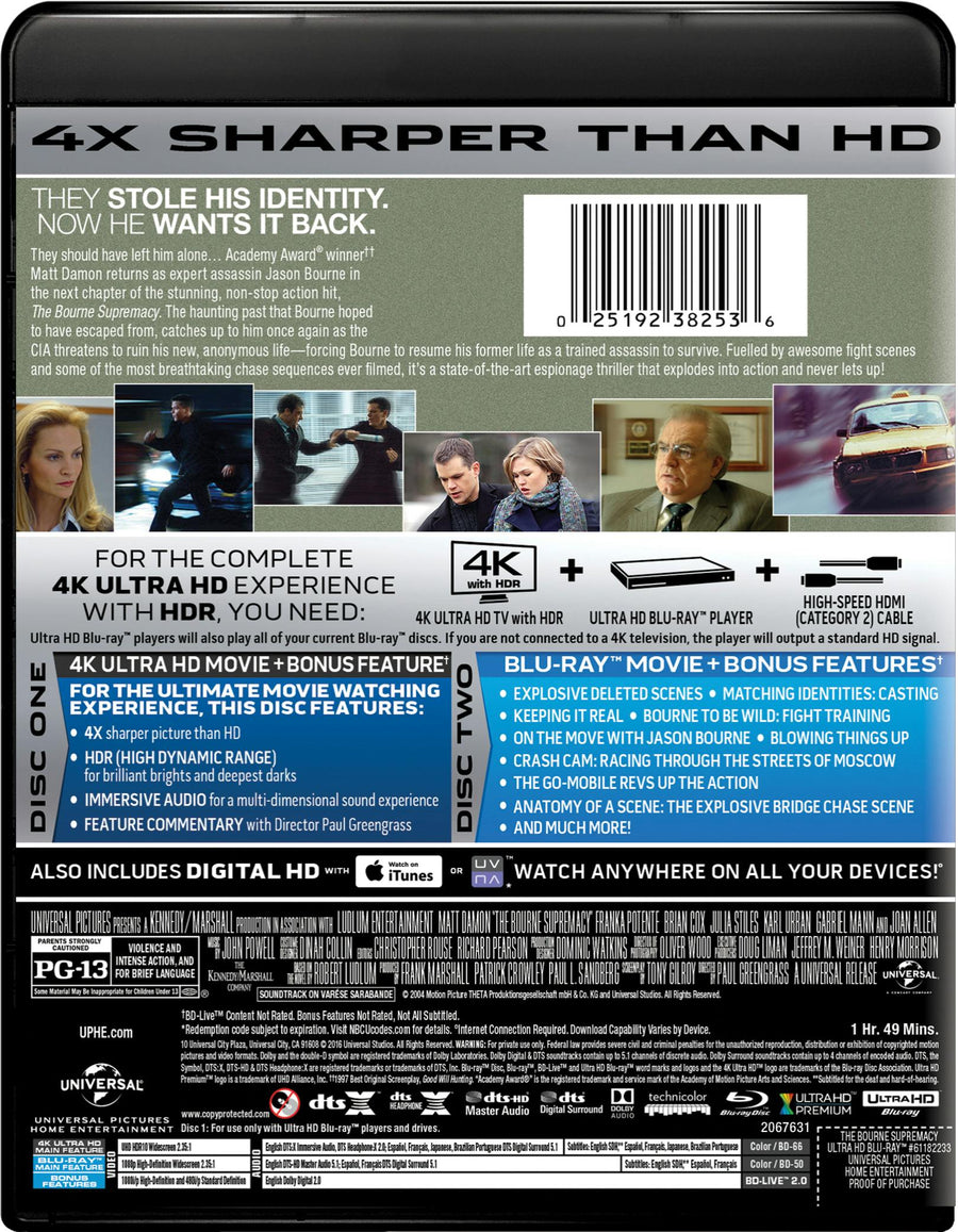 The Bourne Supremacy (4K Ultra HD) [UHD]