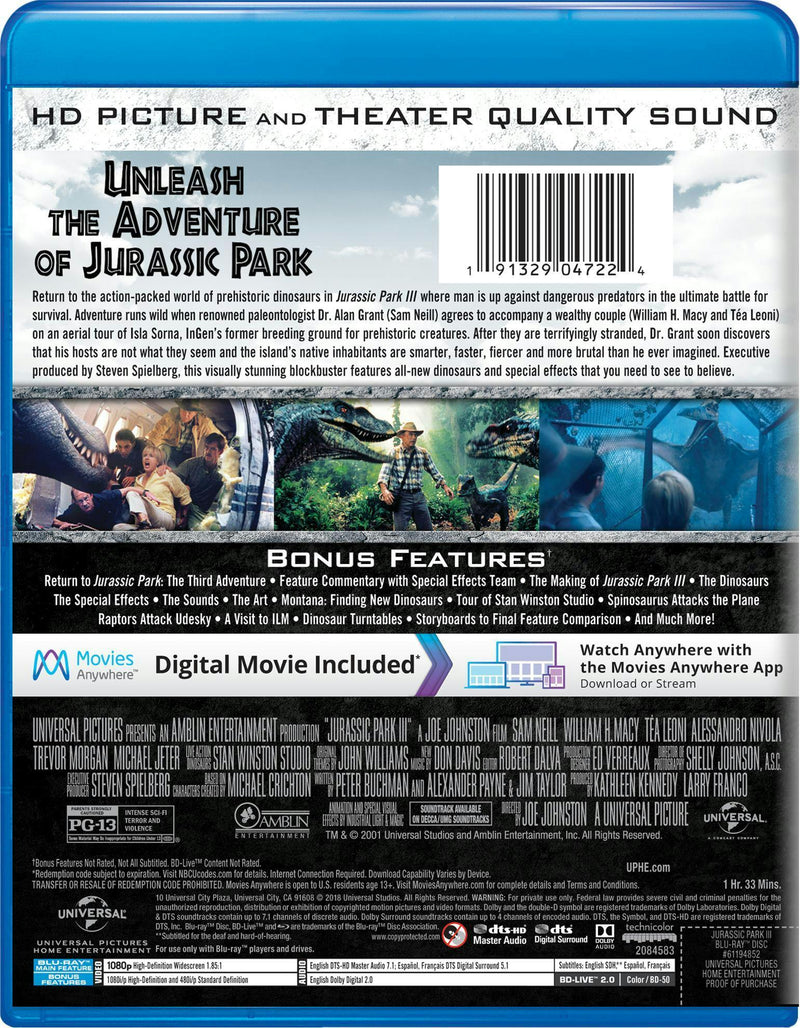 Jurassic Park 3 (Digital) [Blu-ray]