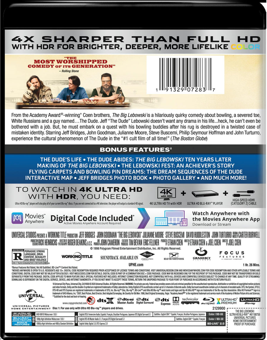 The Big Lebowski (20th Anniversary 4K Ultra HD + Digital) [UHD]