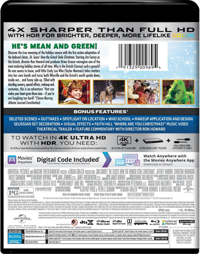Dr. Seuss' How The Grinch Stole Christmas (Grinchmas Edition - 4K Ultra HD) [UHD]