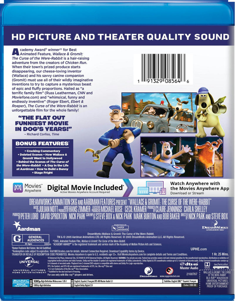 Wallace and Gromit: The Curse of the Were-rabbit (Blu-ray + Digital Copy) [Blu-ray]