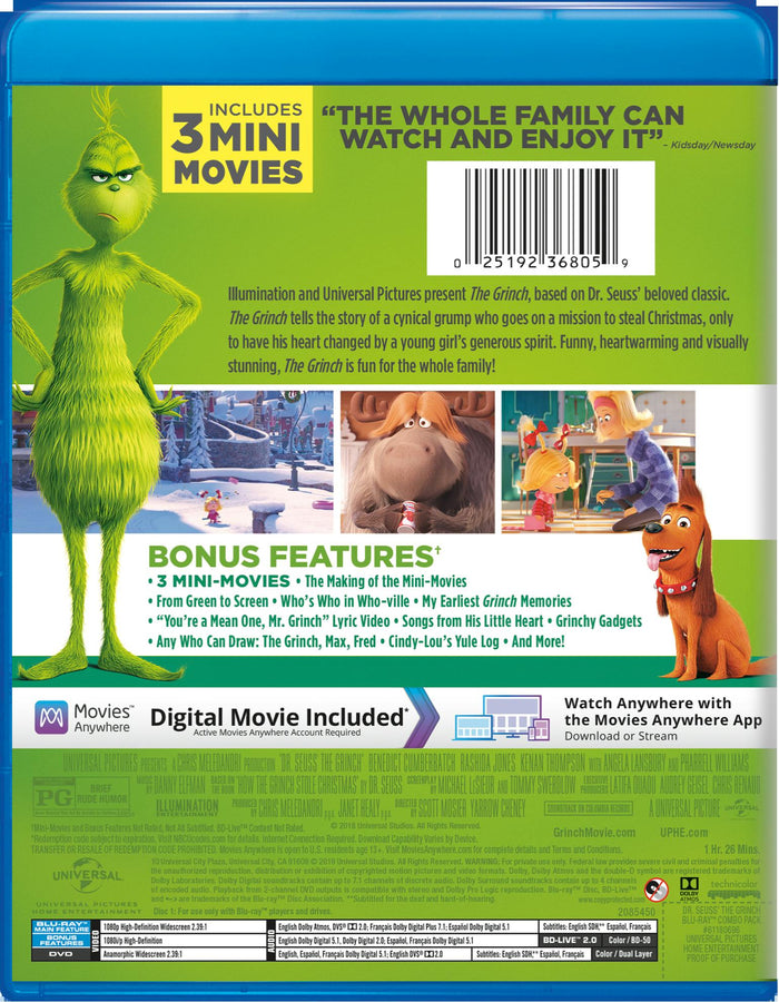 Illumination Presents: Dr. Seuss' The Grinch (DVD + Digital) [Blu-ray]
