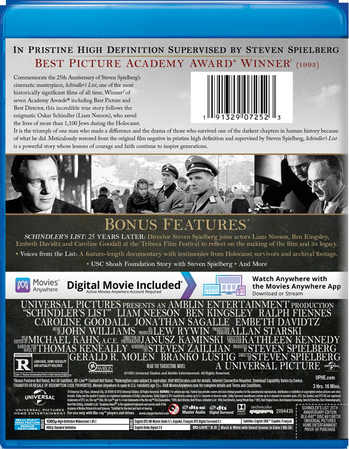 Schindler's List (25th Anniversary Edition) [Blu-ray]