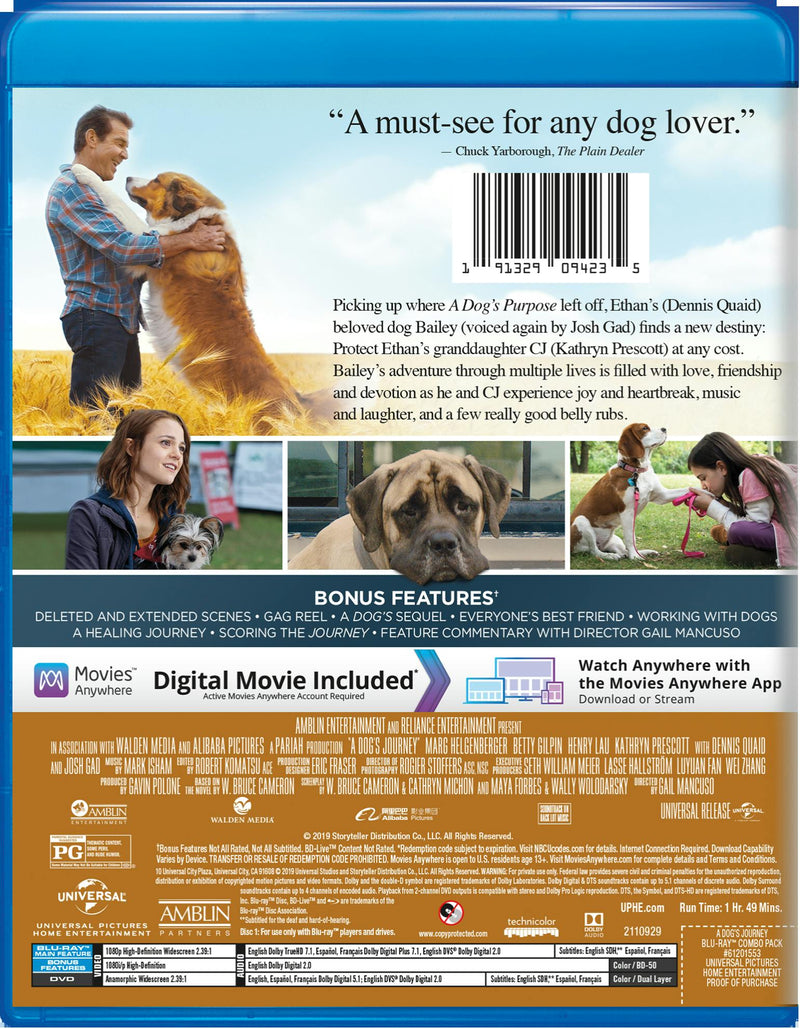 A Dog's Journey (DVD + Digital) [Blu-ray]