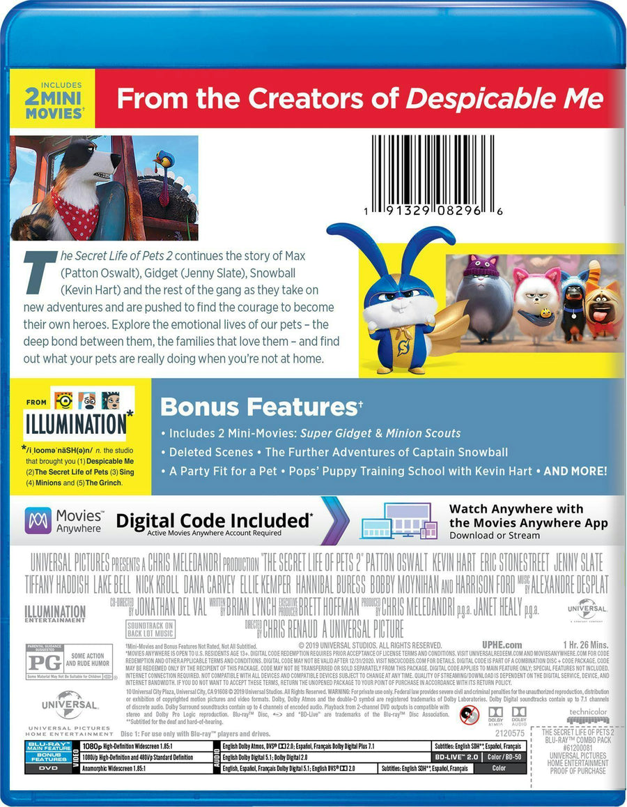 The Secret Life of Pets 2 (DVD + Digital) [Blu-ray]