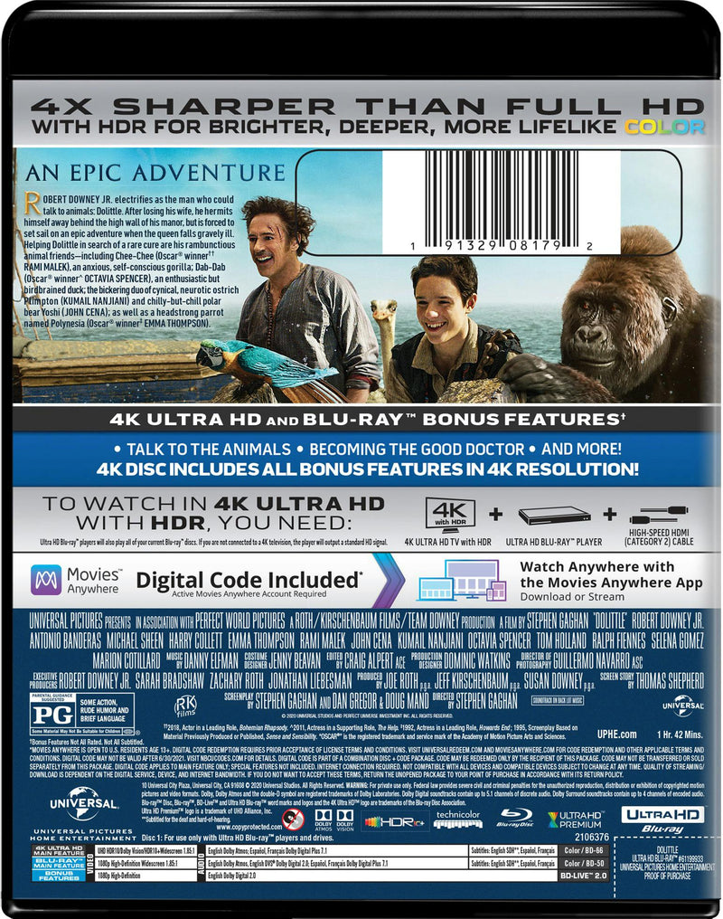 Dolittle (4K Ultra HD + Blu-ray) [UHD]