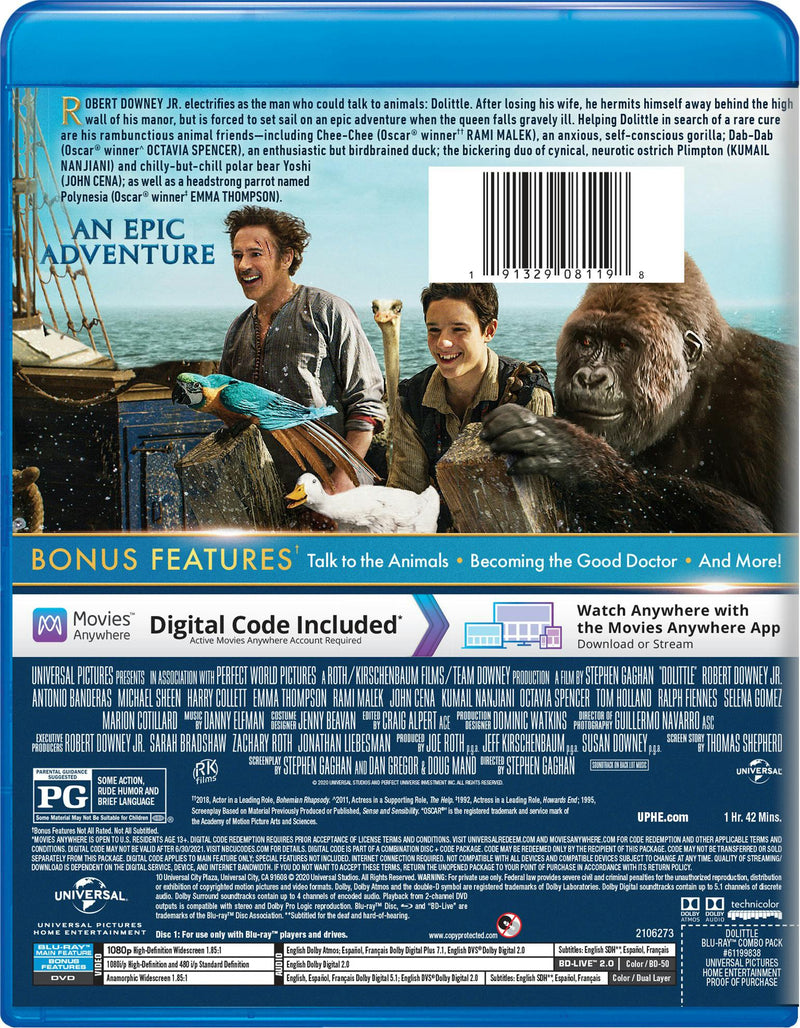 Dolittle (DVD + Digital) [Blu-ray]