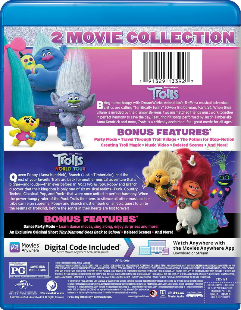 Trolls/Trolls World Tour (Blu-ray + Digital Copy) [Blu-ray]