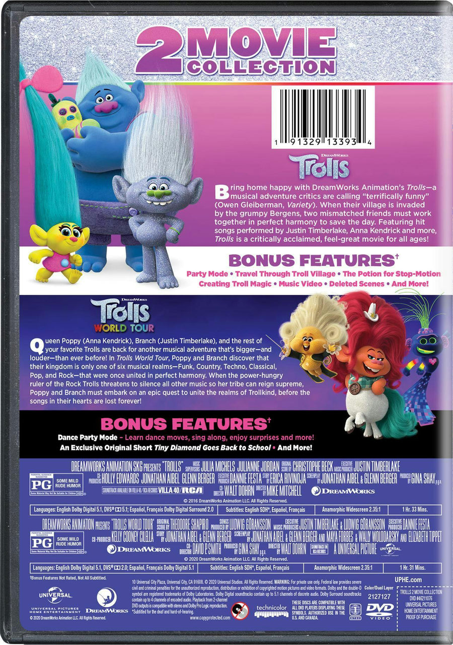 Trolls/Trolls World Tour (DVD Double Feature) [DVD]