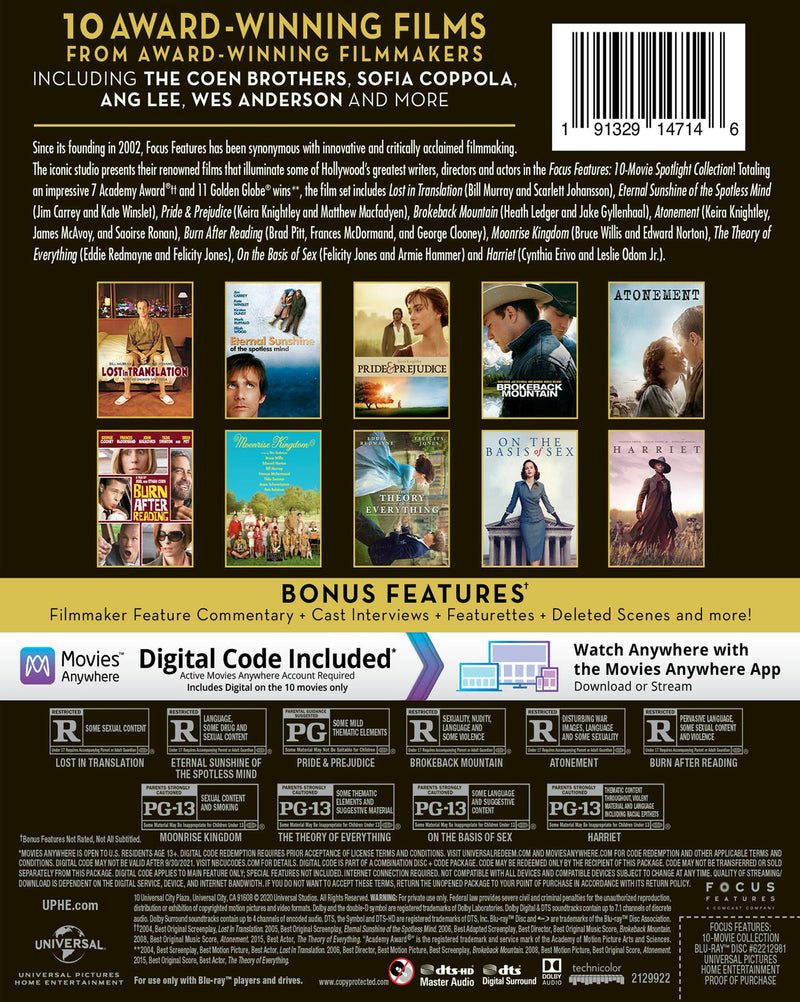 Focus Features 10-Movie Spotlight Collection (Blu-ray + Digital Copy) [Blu-ray]