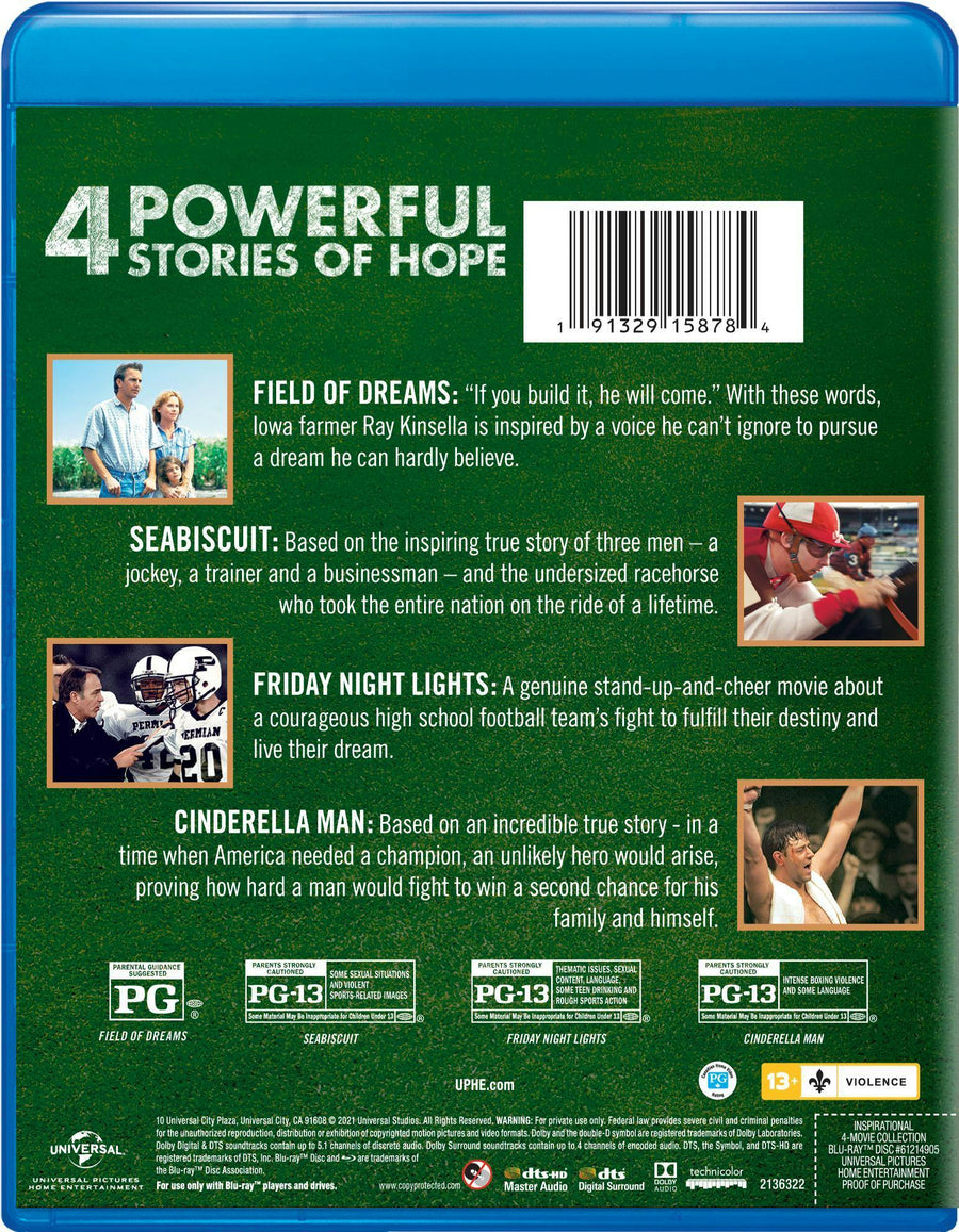 Inspirational 4-movie Collection (Field of Dreams/Seabiscuit/Friday Night Lights/Cinderella Man) (Blu-ray Set) [Blu-ray]