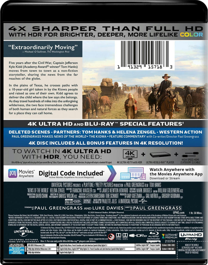 News of the World (4K Ultra HD + Blu-ray) [UHD]