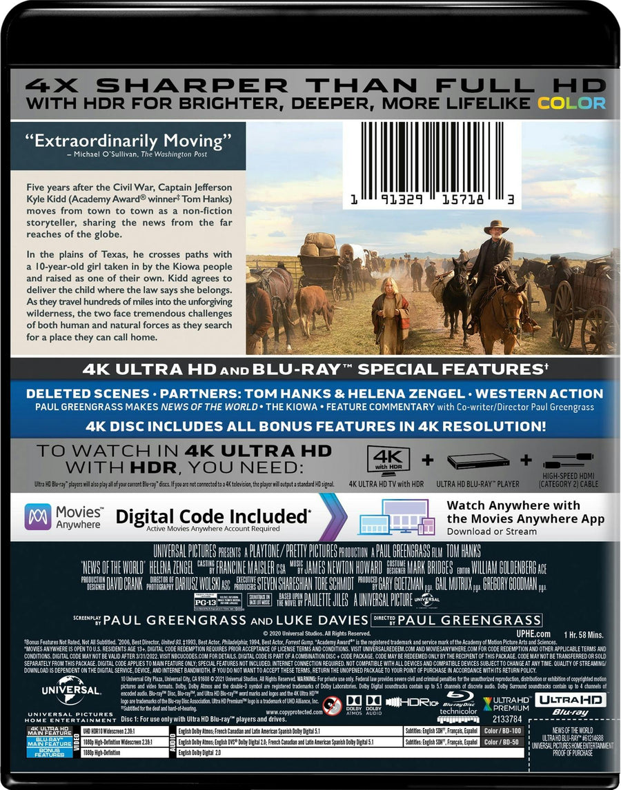 News of the World (4K Ultra HD + Blu-ray) [UHD]