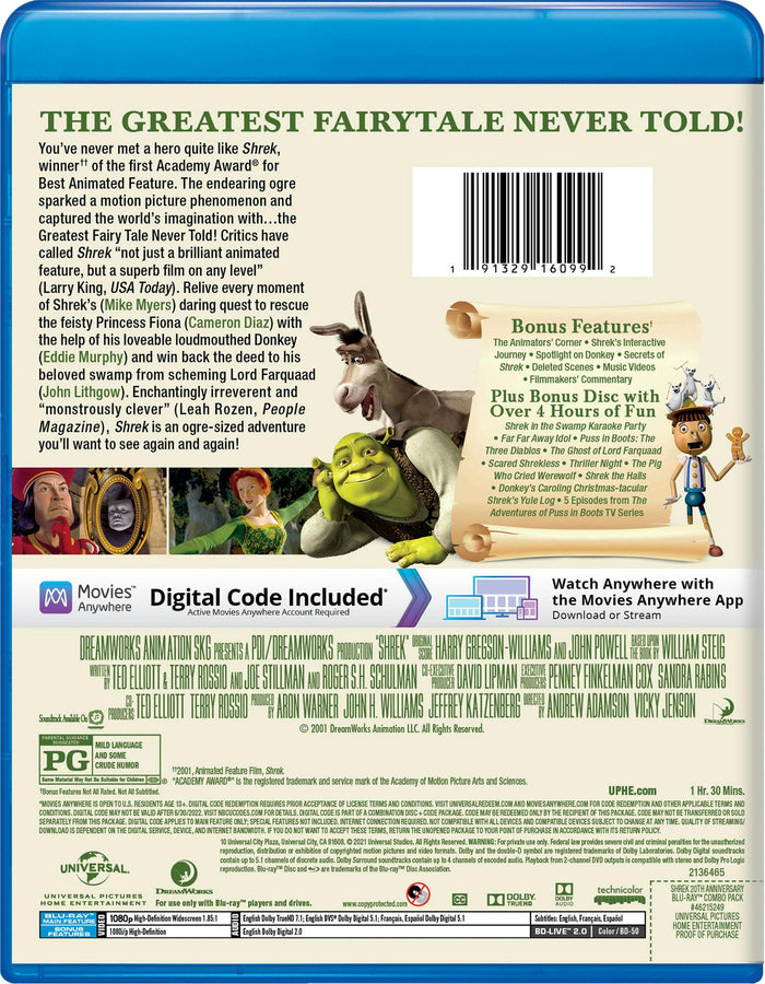 Shrek (20th Anniversary Edition) [Blu-ray]