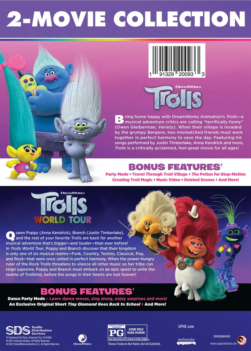 Trolls/Trolls World Tour - Iconic Line Look (DVD Double Feature) [DVD]