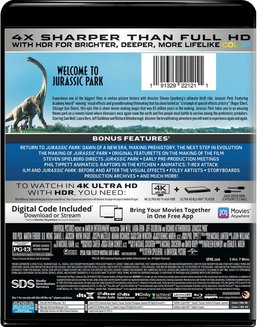 Jurassic Park (4K Ultra HD + Digital Download) [UHD]