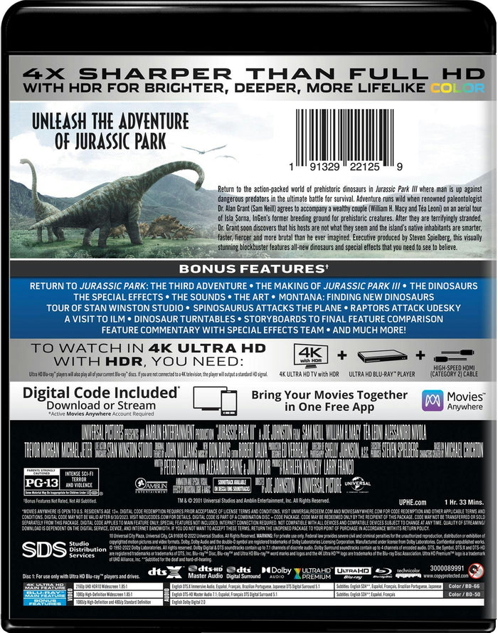 Jurassic Park 3 (4K Ultra HD + Blu-ray + Digital Download) [UHD]