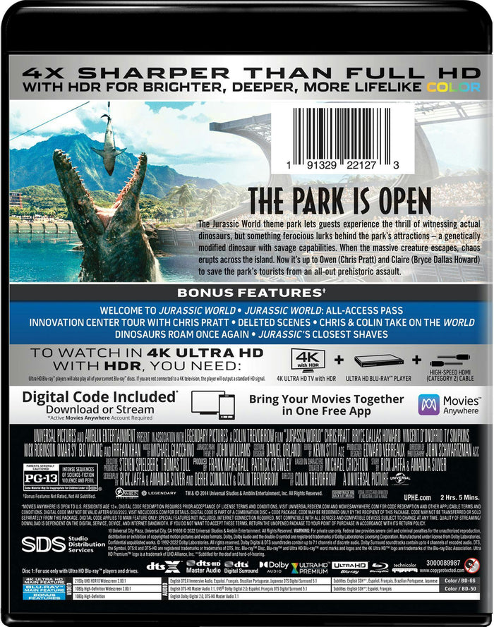Jurassic World (4K Ultra HD + Blu-ray + Digital Download) [UHD]