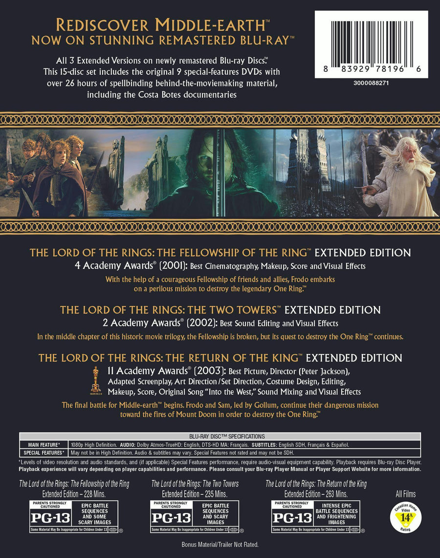 The Lord of the Rings Trilogy: Extended Editions (Remastered Box Set) [Blu-ray]