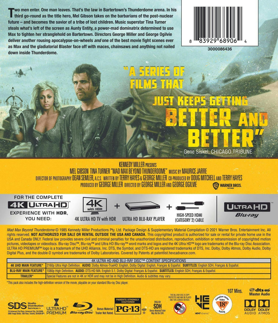 Mad Max: Beyond Thunderdome (4K Ultra HD + Blu-ray) [UHD]