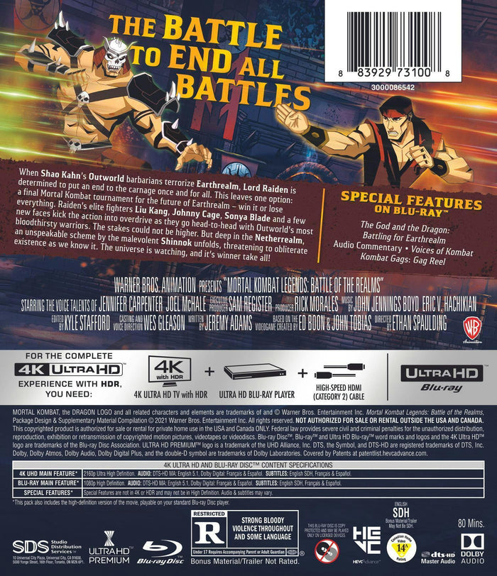 Mortal Kombat Legends: Battle of the Realms (4K Ultra HD + Blu-ray) [UHD]