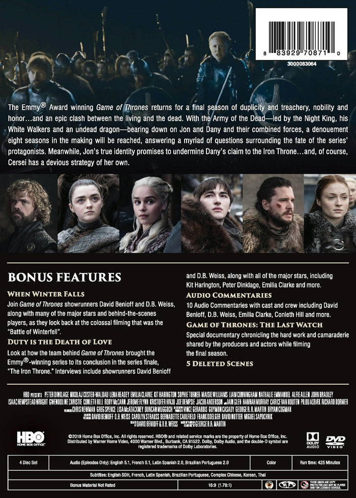 Game of Thrones: The Complete Eighth Season (Box Set) [DVD]
