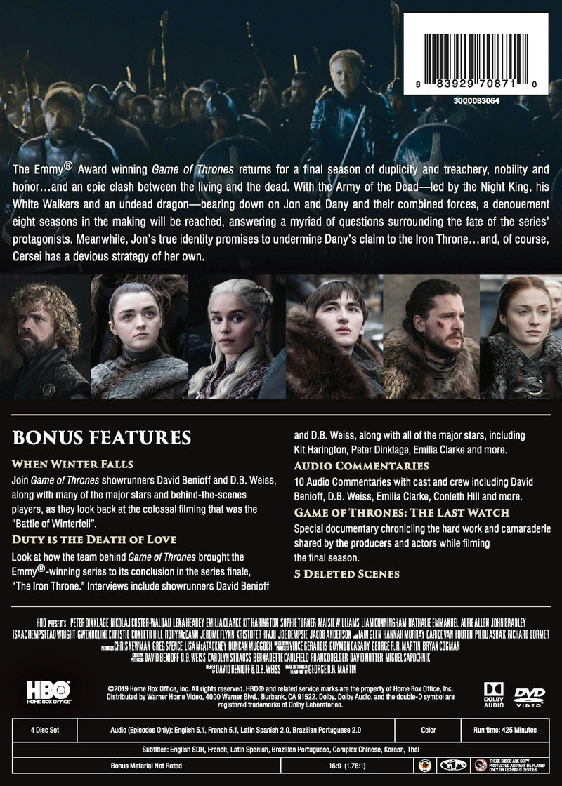 Game of Thrones: The Complete Eighth Season (Box Set) [DVD]