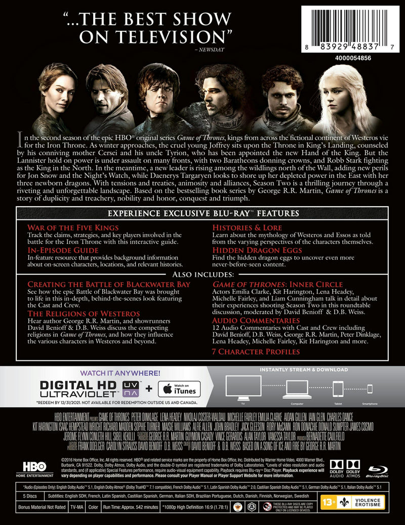 Game of Thrones: The Complete Second Season (Box Set) [Blu-ray]