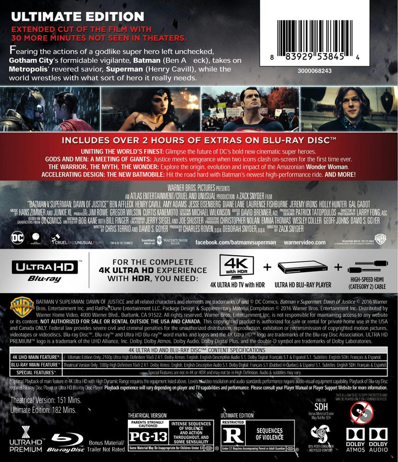 Batman V Superman - Dawn of Justice (4K Ultra HD + Blu-ray) [UHD]