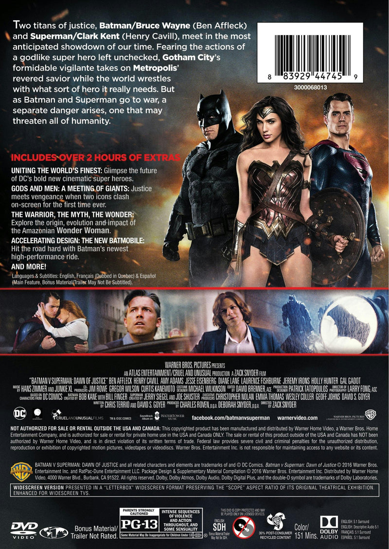 Batman V Superman - Dawn of Justice (Special Edition) [DVD]