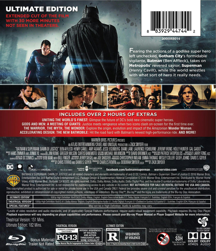 Batman V Superman - Dawn of Justice (Ultimate Edition) [Blu-ray]