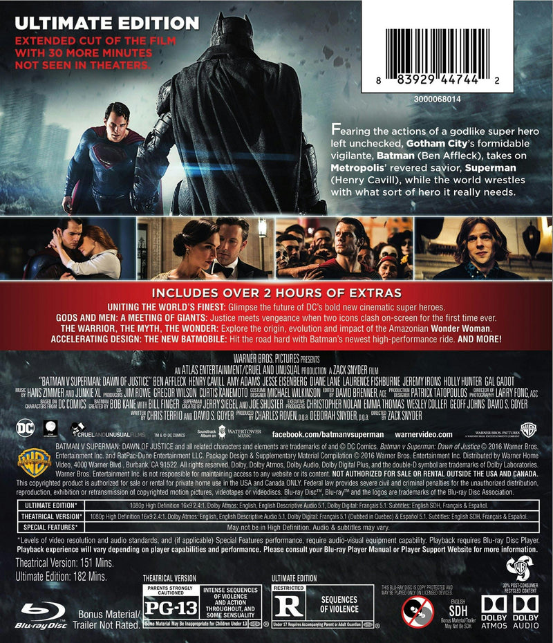 Batman V Superman - Dawn of Justice (Ultimate Edition) [Blu-ray]