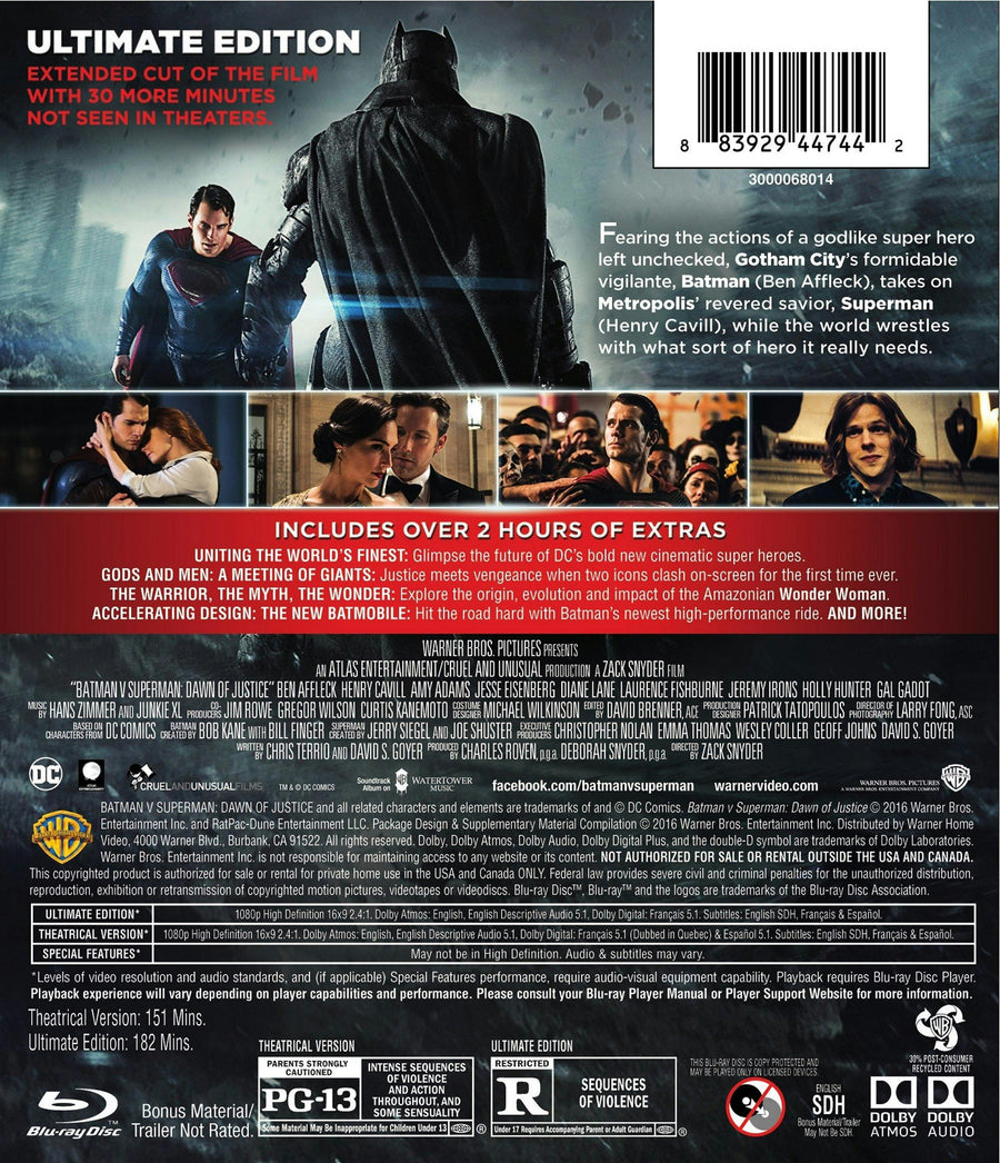 Batman V Superman - Dawn of Justice (Ultimate Edition) [Blu-ray]