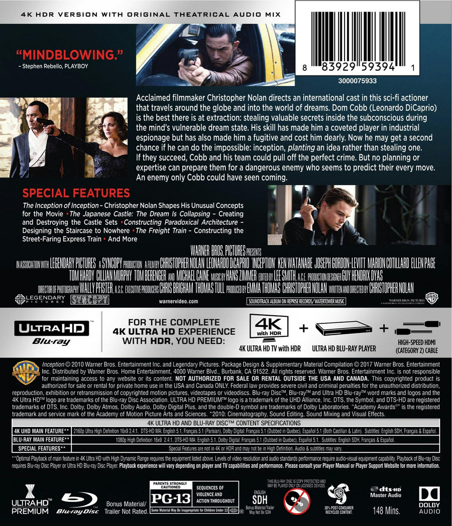 Inception (4K Ultra HD + Blu-ray) [UHD]