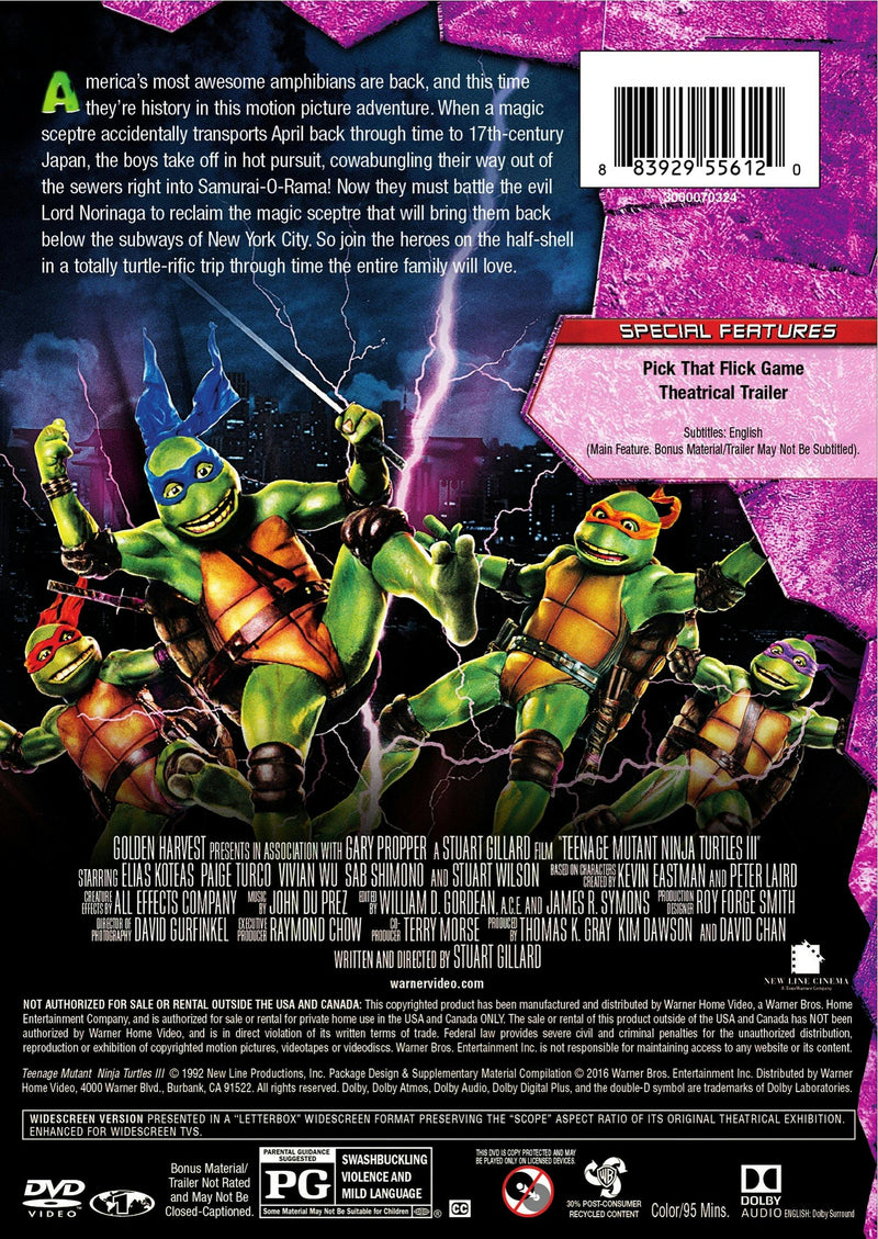 Teenage Mutant Ninja Turtles 3 - Turtles in Time (DVD New Box Art) [DVD]