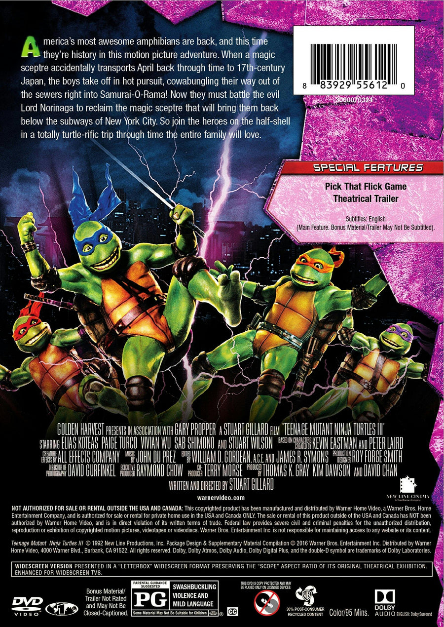 Teenage Mutant Ninja Turtles 3 - Turtles in Time (DVD New Box Art) [DVD]