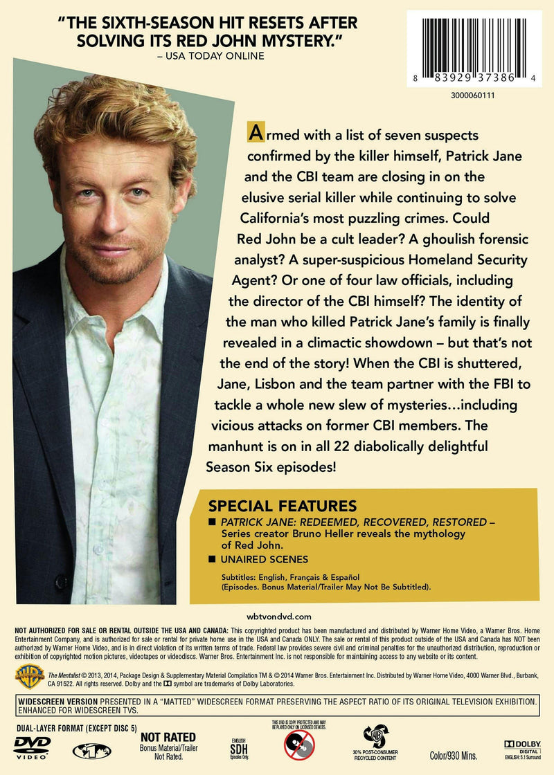 The Mentalist: The Complete Sixth Season (Box Set) [DVD]
